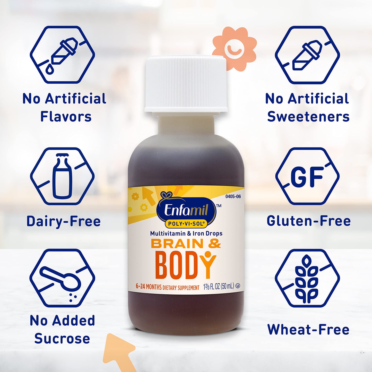 Enfamil Poly-Vi-Sol with Iron Liquid Multivitamin Drops, Supports Growth & Development*, 50mL Bottle - Nirvana Guru