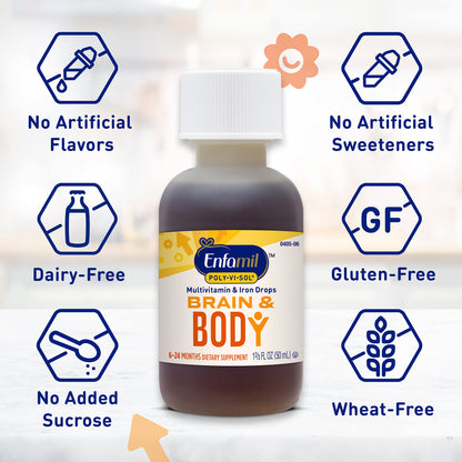 Enfamil Poly-Vi-Sol with Iron Liquid Multivitamin Drops, Supports Growth & Development*, 50mL Bottle - Nirvana Guru