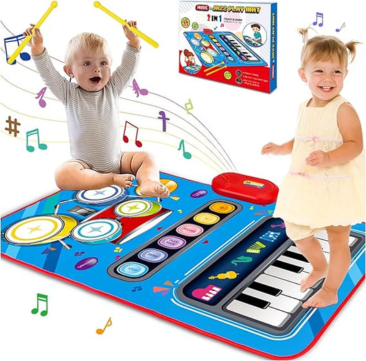 Baby Toys for 1 Year Old: Baby Musical Mat Toddler Toys Age 1-2 - 2 in 1 Piano Drum Babies Play Mat - Infant Music Toy 12-18 Months Babies Birthday Valentines Gifts for 1 2 3 Year Old Boys Girls nirvanaguru