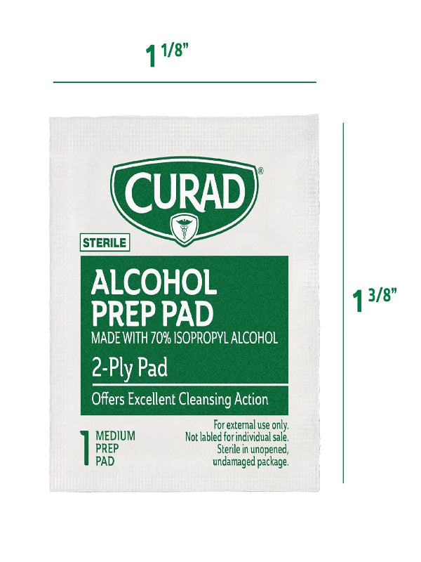 CURAD Alcohol Prep Pads (Pack of 4 Boxes) | 400 Pieces of Medium Isopropyl Alcohol Wipes Individually Wrapped | First Aid Alcohol Swabs for Cuts & Scrapes | Medical Alcohol Pads for General Cleansing