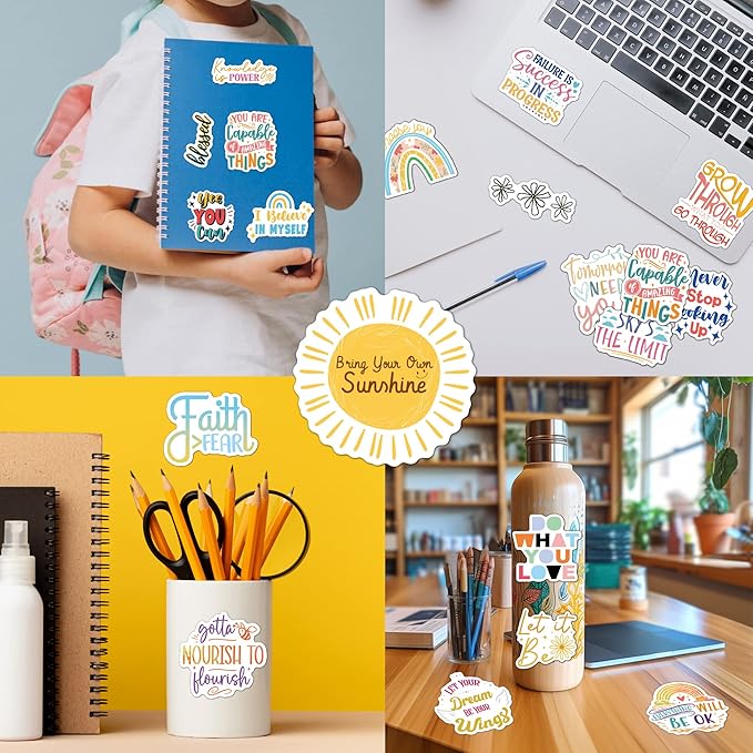 300PCS Affirmation Stickers, Holographic Motivational Sticker Pack, Positive Journal Encouraging Shiny Quotes for Kids, Teachers, Classroom, Waterproof Scrapbook Supplies nirvanaguru