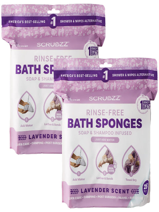 Scrubzz Disposable Rinse Free Bathing Wipes - 25 Pack - All-in-1 Single Use Shower Wipes, Simply Dampen, Lather, and Dry Without Shampoo or Rinsing Nirvana Guru