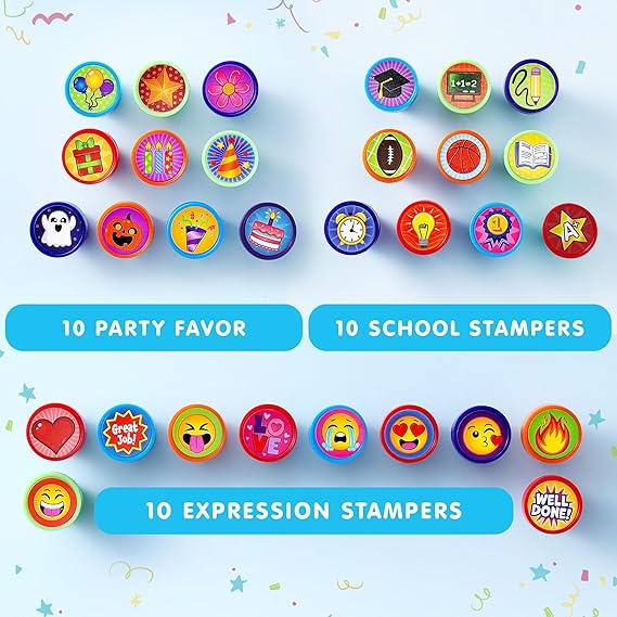 JOYIN 50 Pcs Assorted Stamps for Kids - Self-Ink Stamps with 50 Designs for Birthday Party Favor, Carnival Prizes, School Stampers, Goodie Bag, Halloween, Christmas (Zoo, Holiday Stampers) nirvanaguru