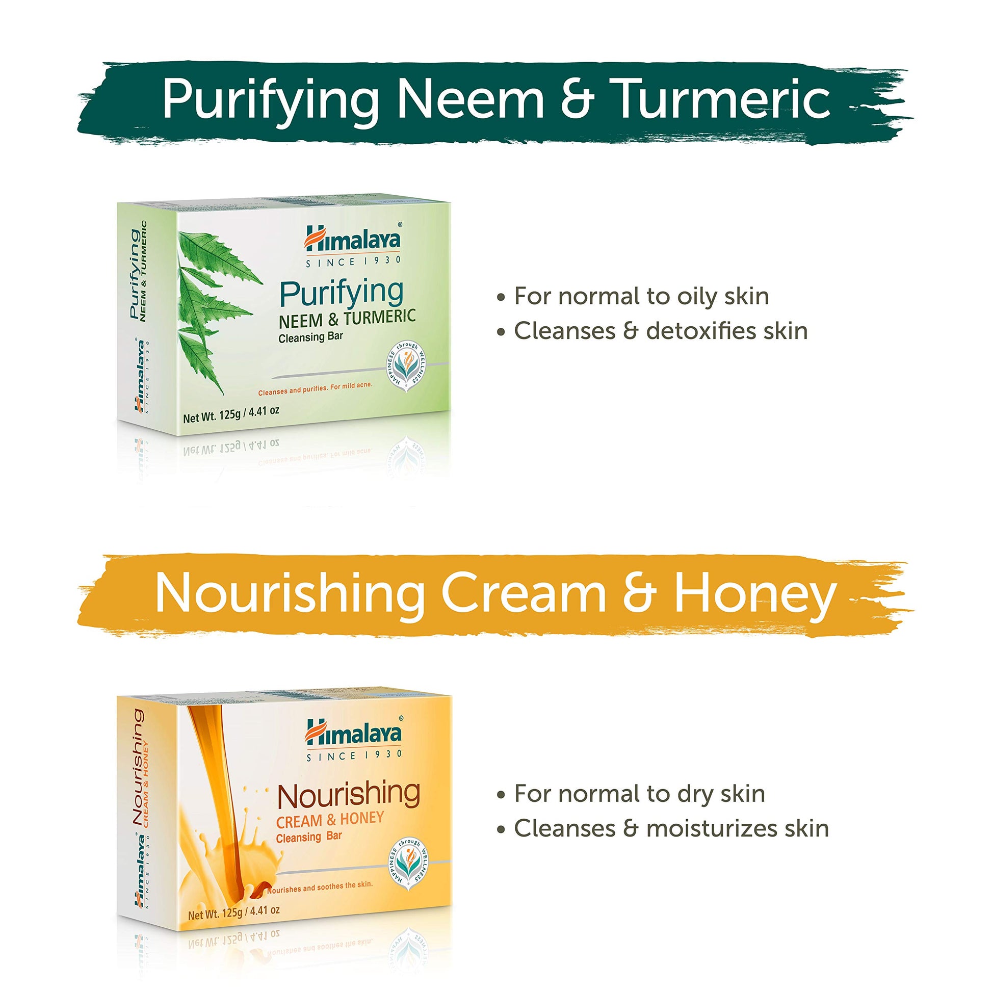 Himalaya Purifying Neem & Turmeric Cleansing Bar for Clean and Healthy Looking Skin, Free from Parabens, SLS and Phthalates, Gluten Free, Vegan, 125 g (4.41 oz), 6 Pack - Nirvana Guru
