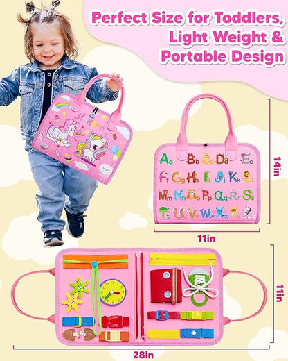 Exorany Busy Board Montessori Toys for Toddler Girl Birthday Gifts, Busy Book Sensory Learning Toys for Toddlers, Toddler Girl Airplane Car Travel Toy Educational Activities nirvanaguru