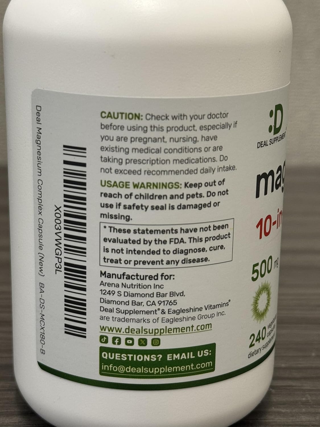 Magnesium Complex 500mg, 240 Veggie Capsules | 10-in-1 Glycinate, Citrate, Malate, & More | 100% Chelated for Easy Absorption | Essential Mineral Supplement for Muscle, Sleep, & Heart Health Nirvana Guru