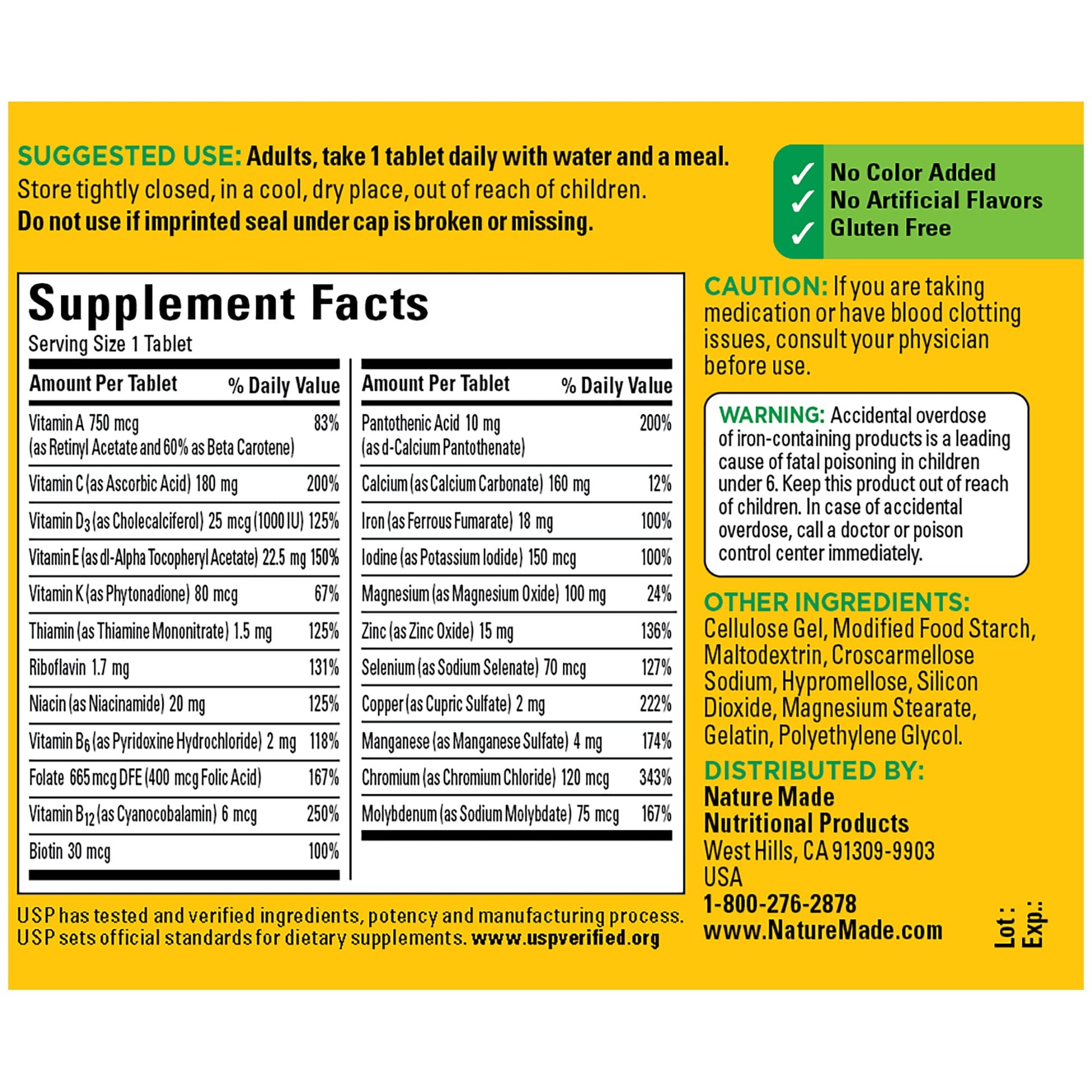 Nature Made Multivitamin Tablets with Iron, Multivitamin for Women and Men for Daily Nutritional Support, 130 Tablets, 130 Day Supply (Packaging May Vary) - Nirvana Guru