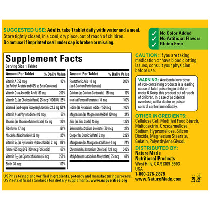 Nature Made Multivitamin Tablets with Iron, Multivitamin for Women and Men for Daily Nutritional Support, 130 Tablets, 130 Day Supply (Packaging May Vary) - Nirvana Guru