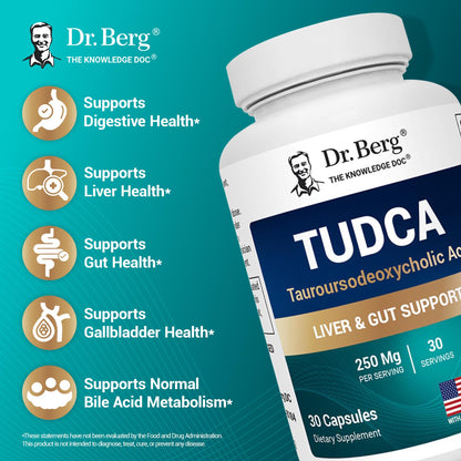 Dr. Berg TUDCA Supplement (Tauroursodeoxycholic Acid) - Powerful Formula for Liver Health, Bile Flow, Gallbladder Support, and Digestive Health* - 30 Capsules - Nirvana Guru