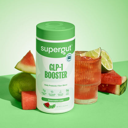 Supergut Gut Healthy GLP-1 Booster - High Fiber GLP-1 Supplement Powder for Women & Men - Sugar-Free Drink Mix for Gut Health (15 Servings)