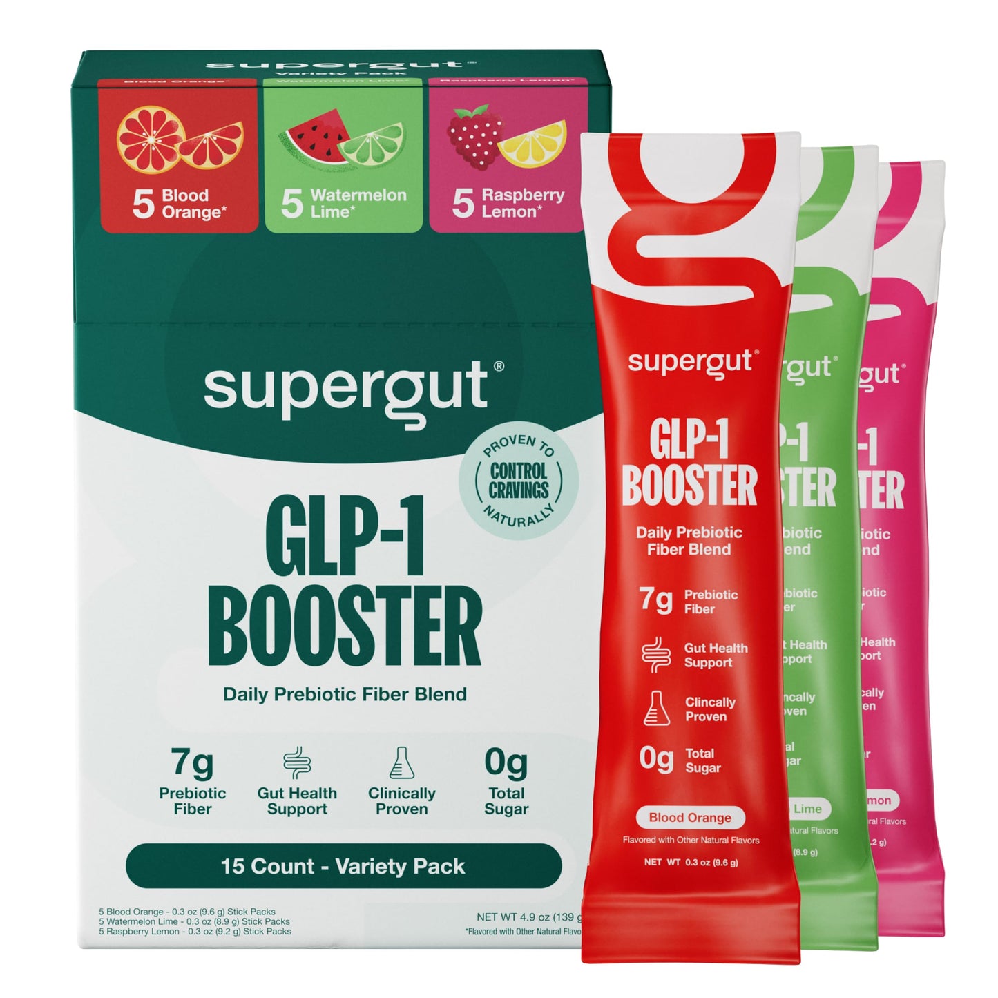 Supergut Gut Healthy GLP-1 Booster - High Fiber GLP-1 Supplement Powder for Women & Men - Sugar-Free Drink Mix for Gut Health (15 Servings)