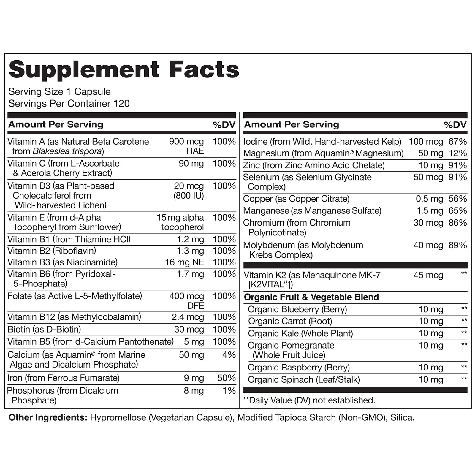 NATURELO One Daily Multivitamin for Women - Energy Support - Whole Food Supplement to Nourish Hair, Skin, Nails - Non-GMO - No Soy - Gluten Free - 120 Capsules - 4 Month Supply - Nirvana Guru
