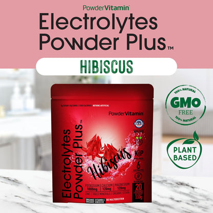 PowerVitamin Lemonade Electrolytes Powder No Sugar for Daily Energy - Keto Electrolytes - Hydration Powder with 1000mg Potassium, 120mg Calcium, Magnesium, Organic Vitamin C, 100 Servings
