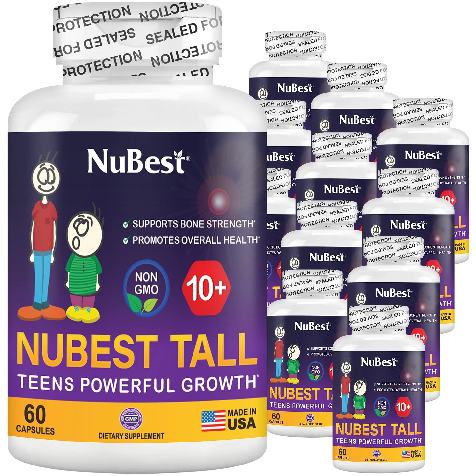 NuBest Tall 10+ Premium Bone Strength Formula, Enhanced Immunity and Overall Health for Age 10+ with Calcium, Vitamin D3, Vitamin K2, and Multivitamins | 60 Capsules | 1 Month Supply Nirvana Guru