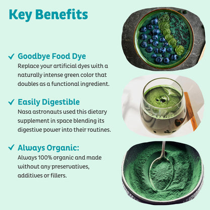 KOS Calming Blue Spirulina Blend- USDA Certified Organic - Algae Superfood Powder with Ashwagandha Root, Lemon Balm, Reishi Mushroom, B Vitamins - Berry Coconut Cooler Flavor, 28 Servings - Nirvana Guru