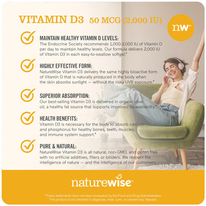 NatureWise Vitamin D3 5000iu (125 mcg) 1 Year Supply for Immune Support, Healthy Muscle Function, and Bone Health - Non-GMO, Gluten Free in Organic Extra Virgin Olive Oil, (Mini Softgel), 360 Count