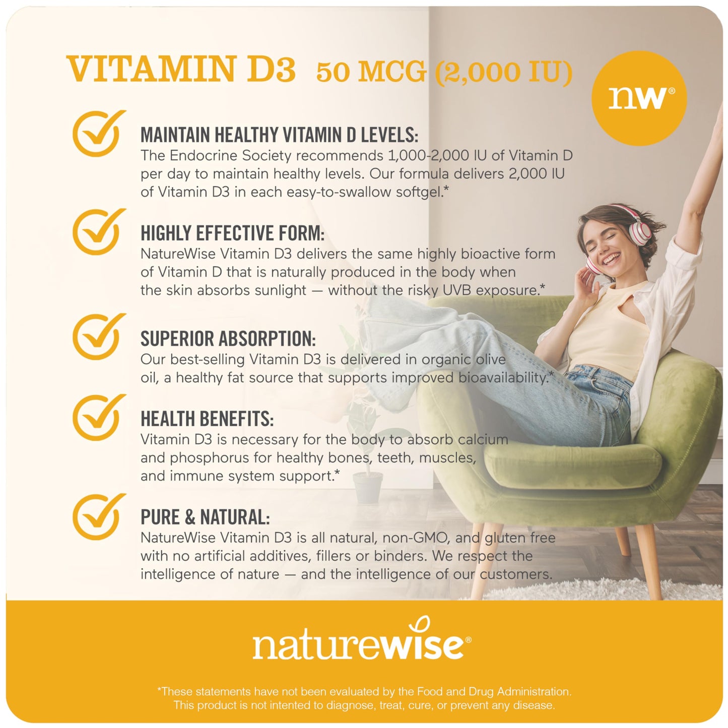 NatureWise Vitamin D3 5000iu (125 mcg) 1 Year Supply for Immune Support, Healthy Muscle Function, and Bone Health - Non-GMO, Gluten Free in Organic Extra Virgin Olive Oil, (Mini Softgel), 360 Count