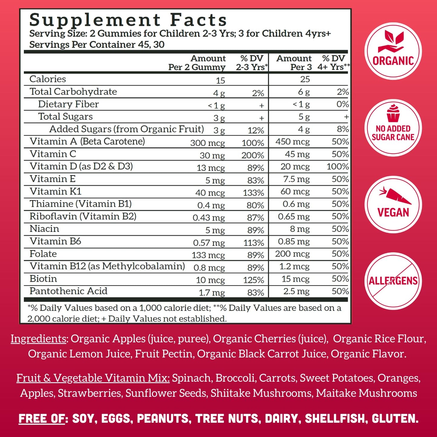 Llama Naturals Kids Multivitamin Gummies, Vegan, Organic with Vitamin D, C & K, Toddler Real Fruit Gummy Vitamins, Chewable Supplement, Whole Food Multivitamin, No Added Sugar Cane, Strawberry, 90 Ct Nirvana Guru