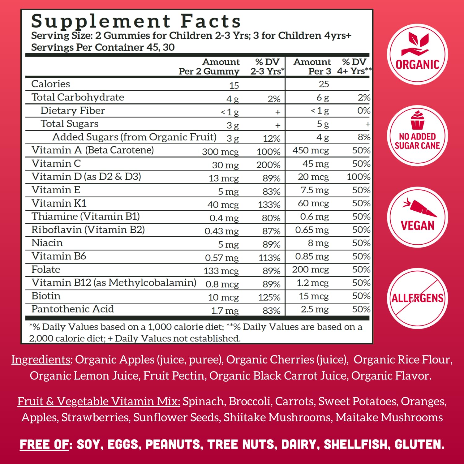 Llama Naturals Kids Multivitamin Gummies, Vegan, Organic with Vitamin D, C & K, Toddler Real Fruit Gummy Vitamins, Chewable Supplement, Whole Food Multivitamin, No Added Sugar Cane, Strawberry, 90 Ct Nirvana Guru
