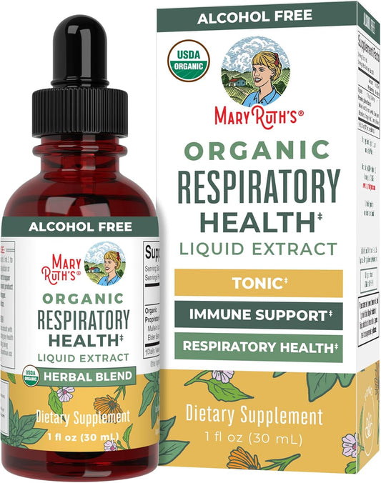 MaryRuth Organics USDA Organic Respiratory Health Liquid Drops with Mullein Leaf | Marshmallow Root & Elderberry | Mullein Drops for Lungs Herbal Blend | Immune Support Supplement | Vegan | 1 Fl Oz - Nirvana Guru