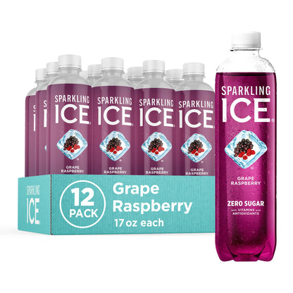 Sparkling Ice, Black Raspberry Sparkling Water, Zero Sugar Flavored Water, with Vitamins and Antioxidants, Low Calorie Beverage, 17 fl oz Bottles (Pack of 12) - Nirvana Guru
