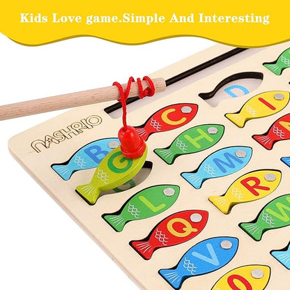 Magnetic Wooden Fishing Game Toy for Toddlers – Alphabet & Number Puzzle | Preschool Learning ABC Math Educational Toys for Kids Ages 3–5, Boys & Girls nirvanaguru