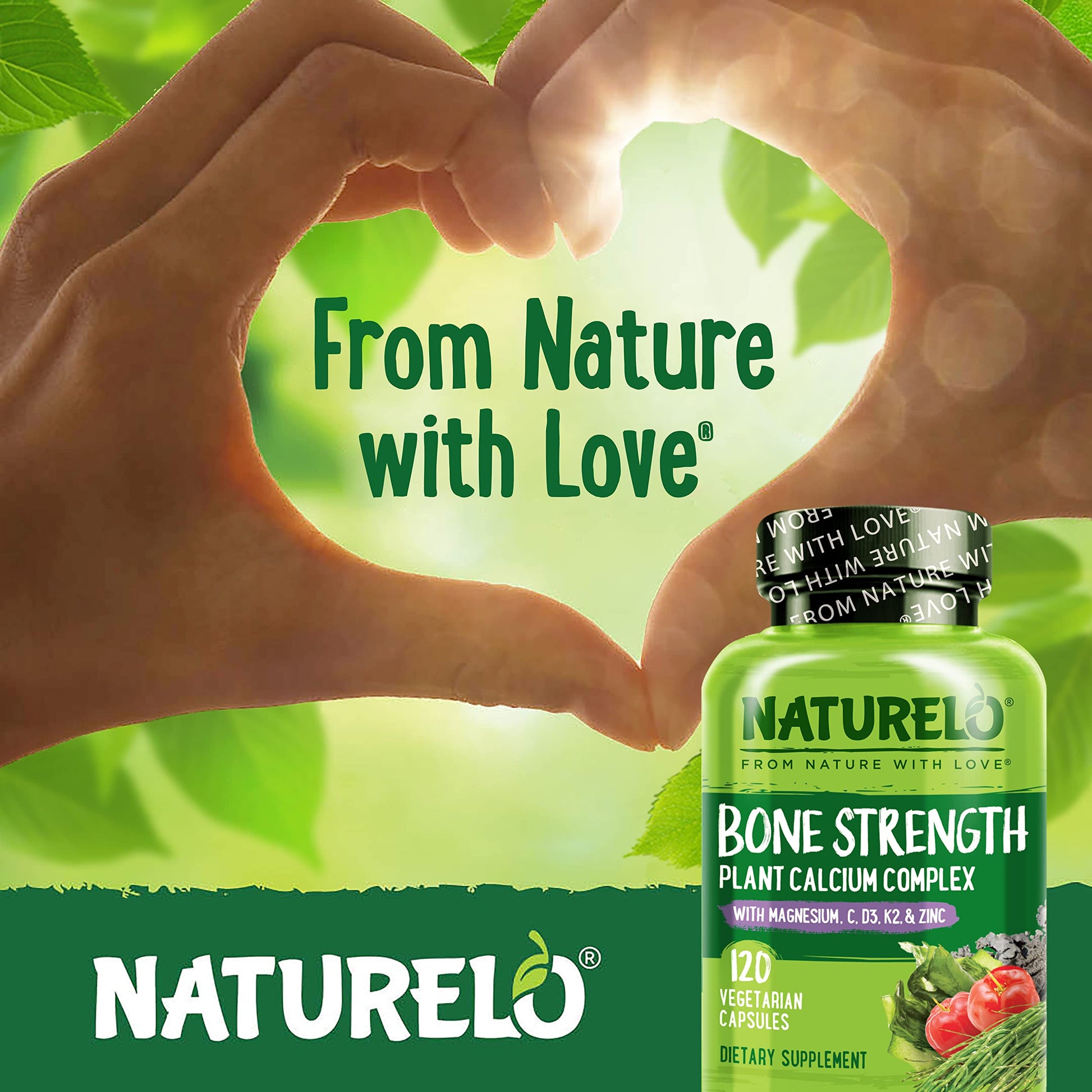 NATURELO Calcium Supplement - with Vitamin C, Vitamin D3, K2, and Calcium Magnesium Zinc for Bone Strength with Calcium 600mg - Plant-Based, 120 Vegetarian Capsules, Non-GMO, Soy & Gluten-Free Nirvana Guru
