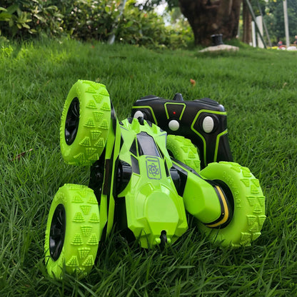 Threeking RC Stunt Cars Remote Control Car Double-Sided Driving 360-degree Flips Rotating Car Toy, Green Nirvana Guru