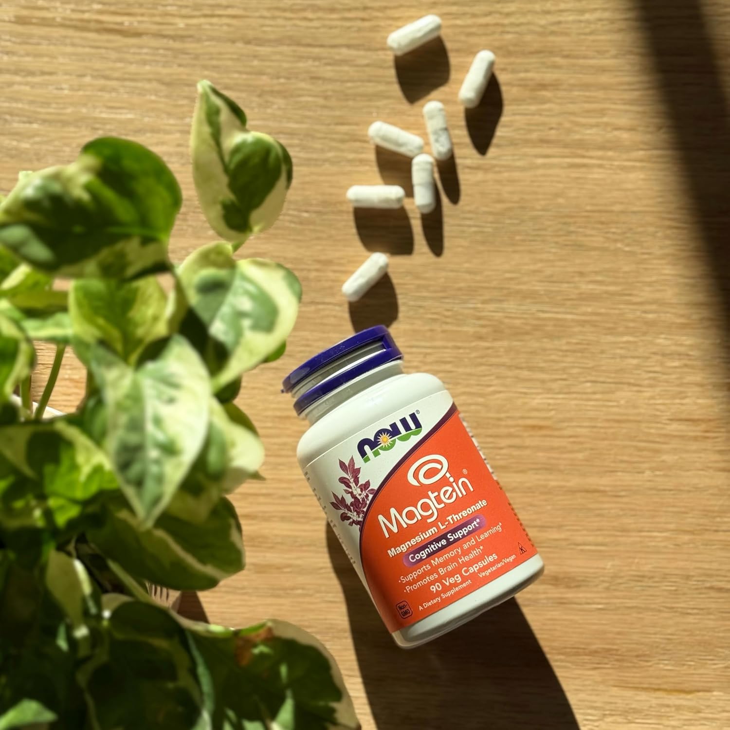 NOW Foods Supplements, Magtein™ with patented form of Magnesium (Mg), Cognitive Support*, 90 Veg Capsules - Nirvana Guru