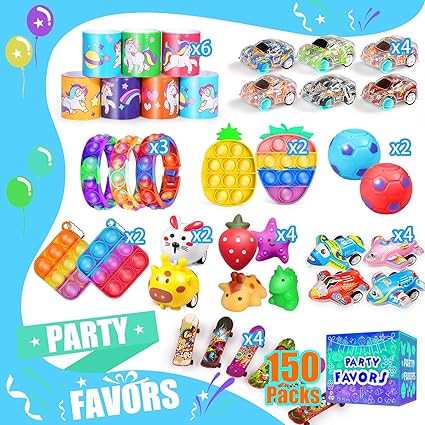 Party Favors for Kids 8-12 4-8, 150-Pack Fidget Toys Bulk, Treasure Box Toys for Classroom, Stocking Stuffers Goodie Bags, Classroom Prizes, Birthday Holiday for Boys Girls nirvanaguru