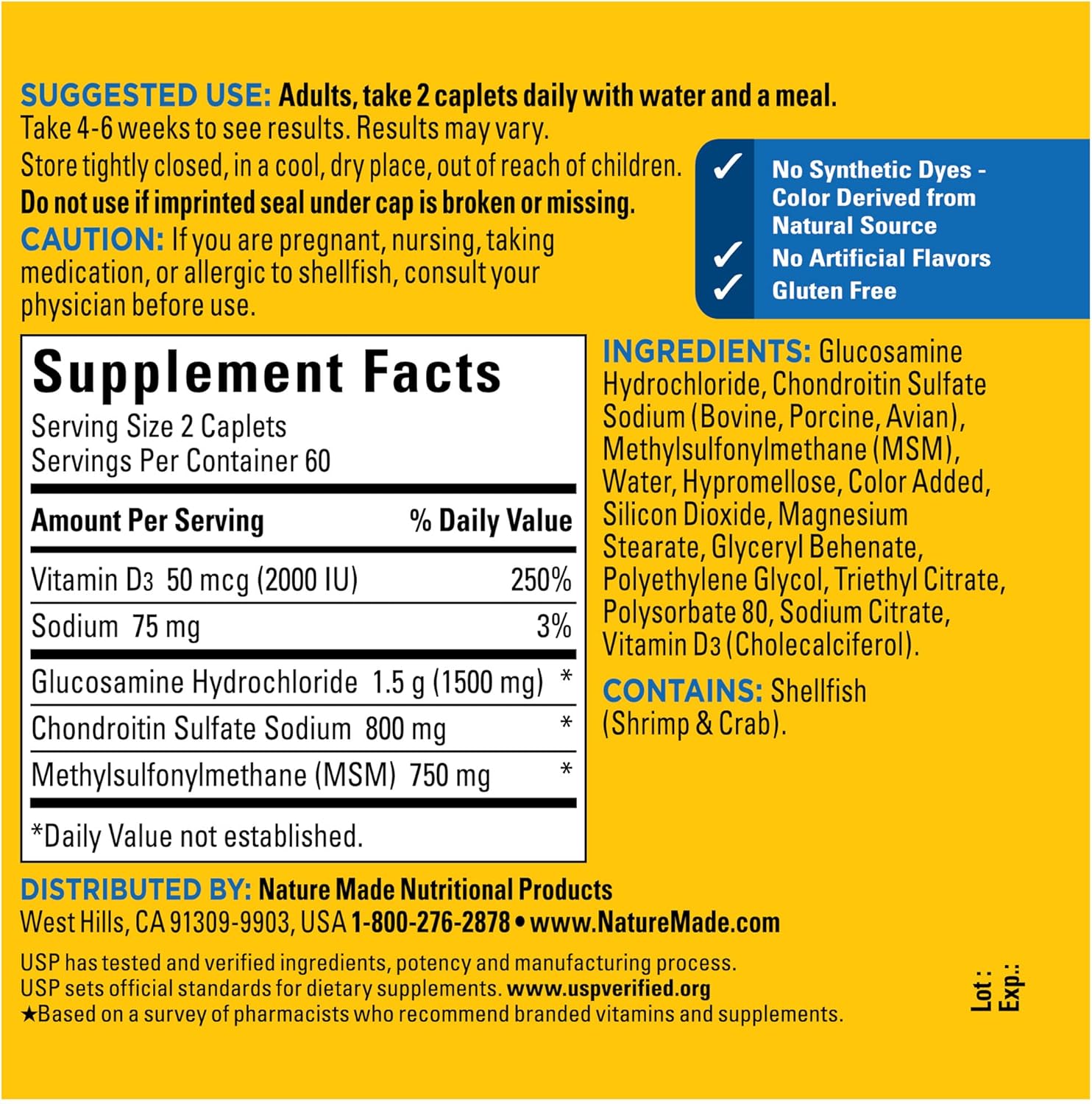 Nature Made Glucosamine Chondroitin Complex with MSM, Dietary Supplement for Joint Support, 120 Caplets, 60 Day Supply - Nirvana Guru