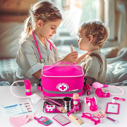 Doctor Kit for Kids Girls, 34 Pcs Kids Doctor Kit for Toddlers 3-5 with Medical Storage Bag & Real Stethoscope, Pretend Play Set for Boys Girls Fun Role Playing Game nirvanaguru