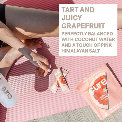 Cure Hydration | Plant-Based Electrolyte Drink Mix | No Added Sugar | FSA & HSA | Dehydration Relief Powder Made with Coconut Water | Non-GMO | Vegan | Pouch of 14 Packets - Berry Pomegranate
