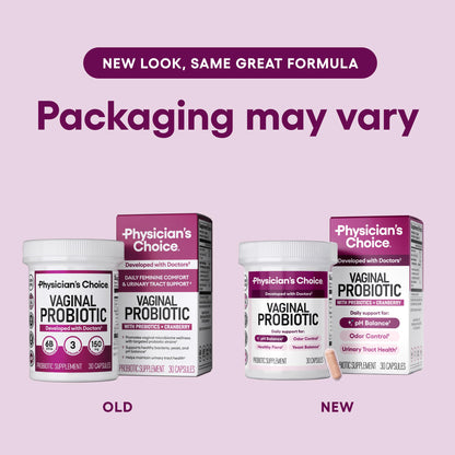 Physician's CHOICE Vaginal Probiotics for Women - pH Balance, Odor Control, Yeast Balance, Vaginal Flora & Feminine Health - 6B CFU with Organic Prebiotics and Cranberry Extract - 30 CT
