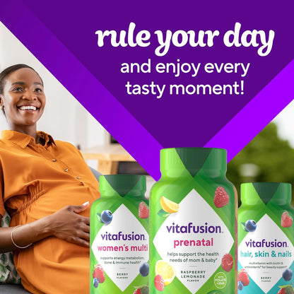 vitafusion PreNatal Gummy Vitamins, Raspberry Lemonade Flavor, Prenatal Vitamin Supplement for Women with Folate and DHA, 45 Day Supply, 90 Count Nirvana Guru