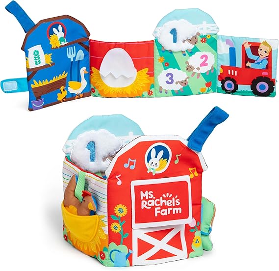 Ms. Rachel Official Sensory Learning Farm, Foldable Soft Baby Book with Plush Cow, Infant Educational Toys for Babies Ages 3 Months to 18 Months nirvanaguru