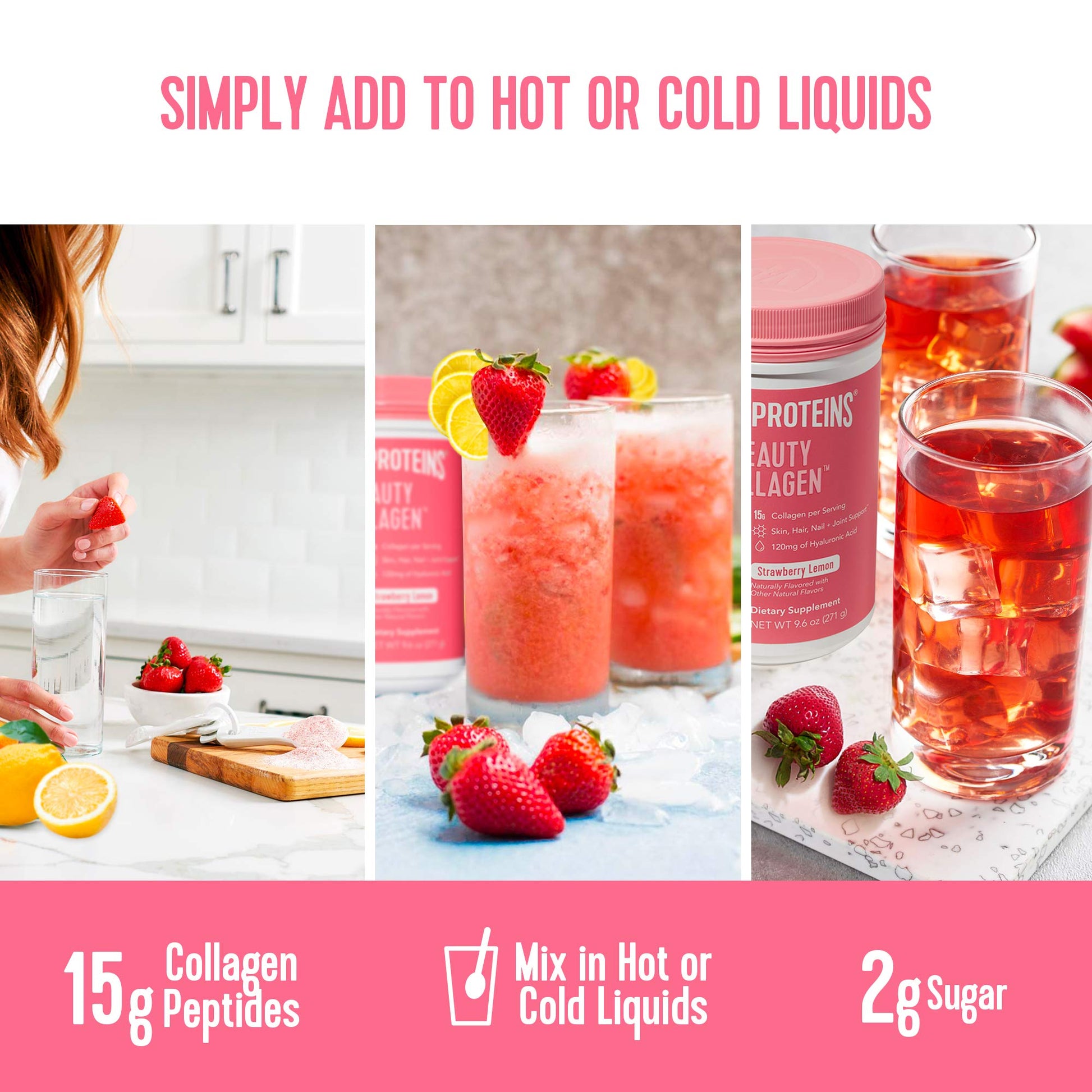 Vital Proteins Beauty Collagen (Strawberry Lemon, Canister) - 120mg of Hyaluronic Acid and 15g of Collagen Per Serving - Nirvana Guru