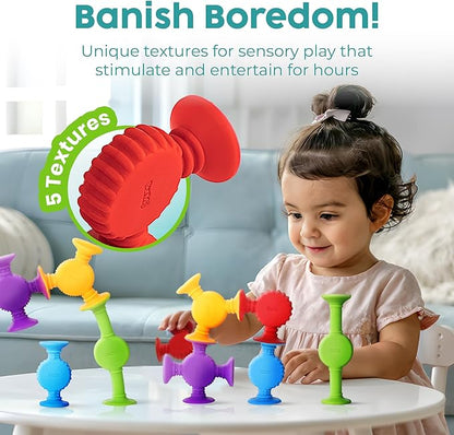 BUNMO Bath Toys Suction - Connect, Build, Create - Toddler Bath Toys - Hours of Fun & Creativity - Fine Motor Skills - Stimulating Sensory Toys - Non-Mouthable Toy 3+ - Textured 10 Pack nirvanaguru