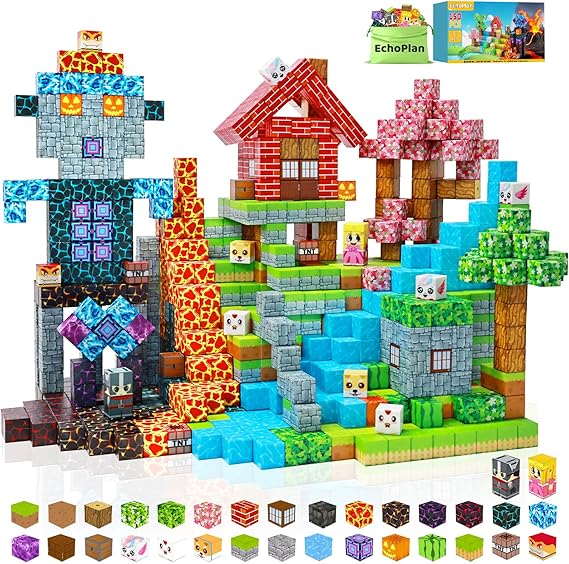 EchoPlan 150PCS Magnetic Blocks, Magnetic Building Blocks, STEM Constructions Magnet Blocks for Boys Girls Age 3 4 5 6 7 8 9 10, Sensory Stacking Toy Christmas Birthday Gifts for Kids, 1" Large Size nirvanaguru