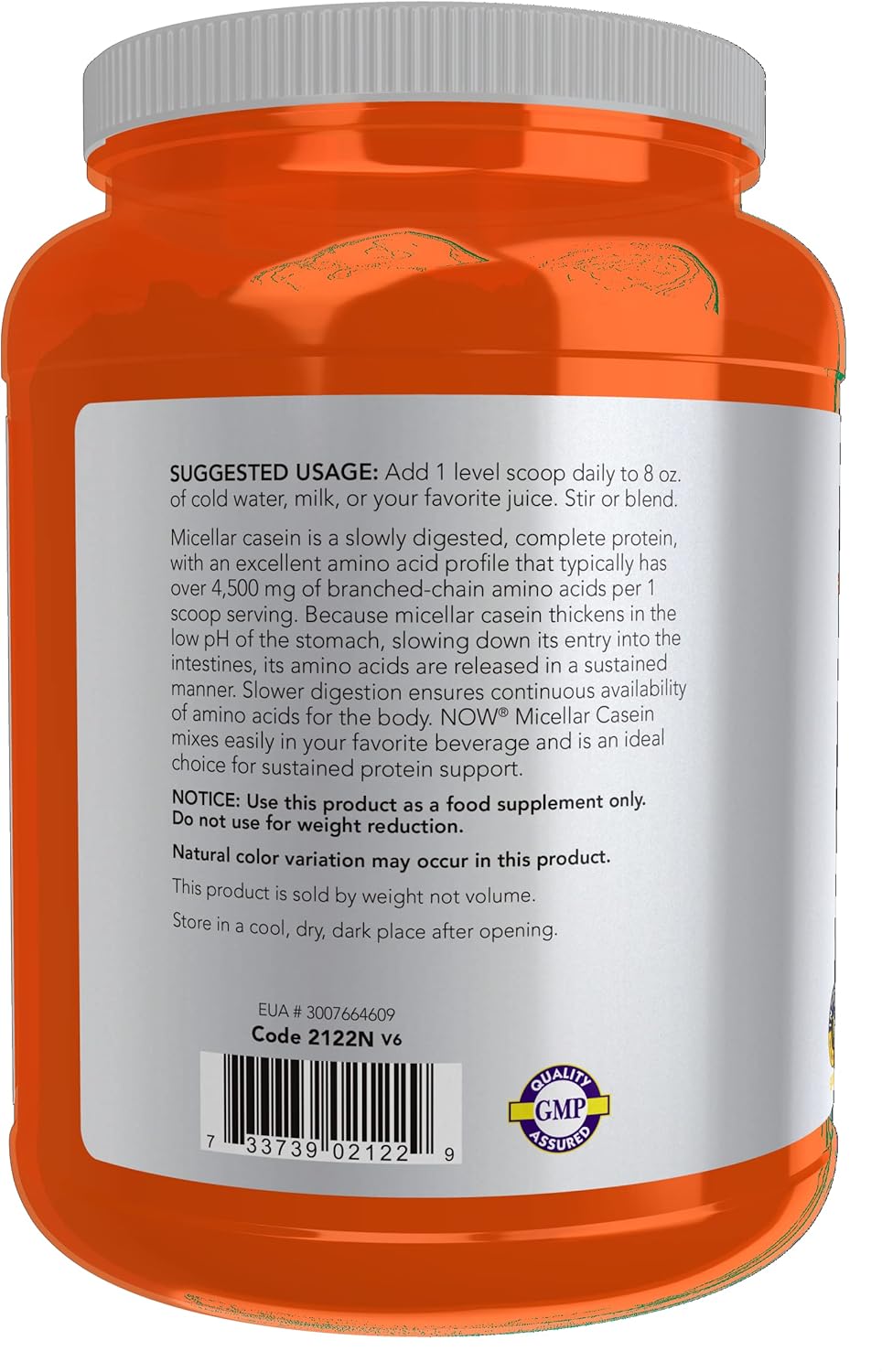 NOW Foods Sports Nutrition, Micellar Casein 19 g, Slow Release, Unflavored Powder, 1.8-Pound - Nirvana Guru