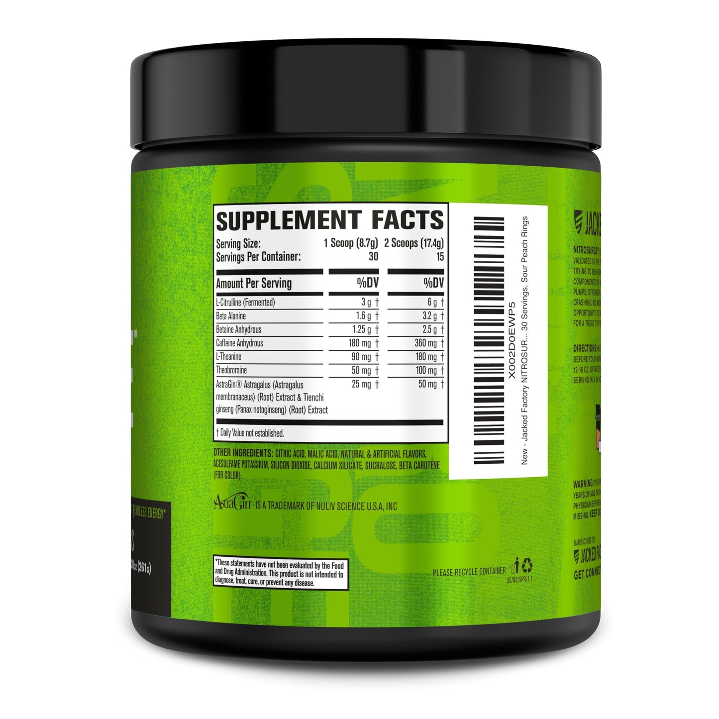 Jacked Factory NITROSURGE Pre Workout Supplement - Energy Booster, Instant Strength Gains, Clear Focus & Intense Pumps - NO Booster & Powerful Preworkout Energy Powder - 30 Servings, Blue Raspberry