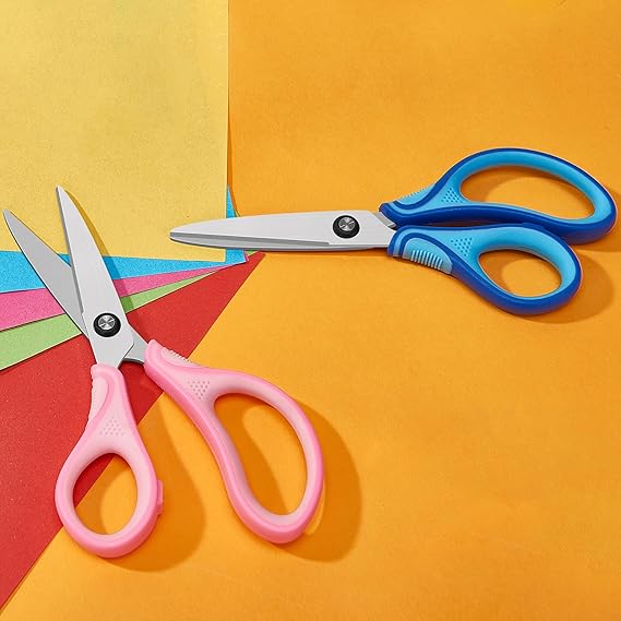 7" Real Left handed Student Scissors, Premium Stainless Steel Blades Shears for Age 8~12,Ergonomic Semi-Soft ABS Rubber Grip, Suitable for School, Office and Family Daily Use,Pink nirvanaguru