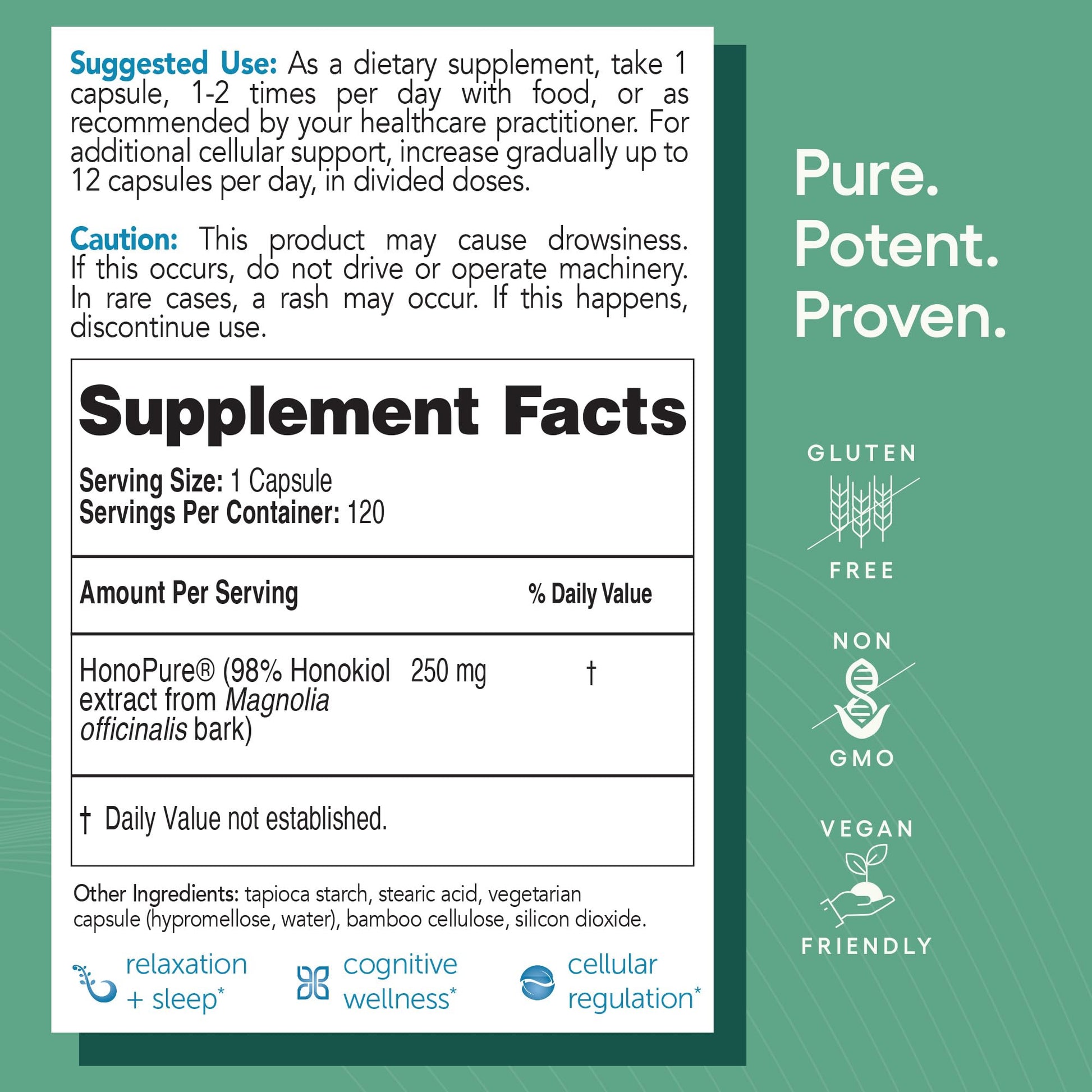 EcoNugenics – HonoPure – 120 Capsules | Professionally Formulated with 98% Pure Honokiol | Supports Cellular, Neurological & Cognitive Health | Safe, Effective & Highly Regarded Antioxidant - Nirvana Guru