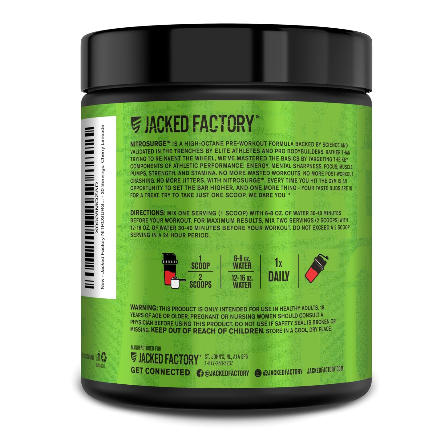 Jacked Factory NITROSURGE Pre Workout Supplement - Energy Booster, Instant Strength Gains, Clear Focus & Intense Pumps - NO Booster & Powerful Preworkout Energy Powder - 30 Servings, Blue Raspberry