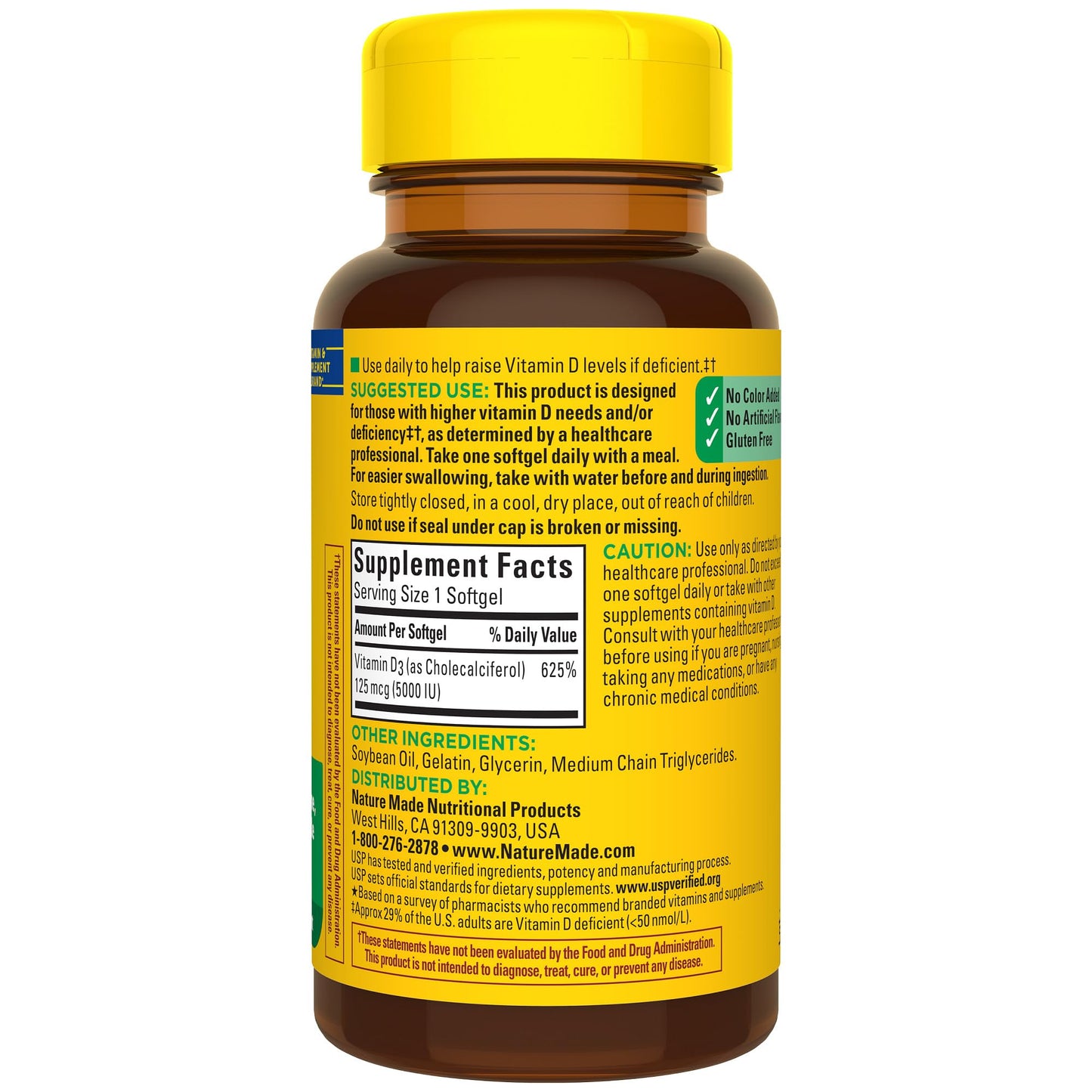 Nature Made Extra Strength Vitamin D3 5000 IU (125 mcg), Dietary Supplement for Bone, Teeth, Muscle and Immune Health Support, 180 Softgels, 180 Day Supply - Nirvana Guru