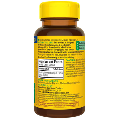 Nature Made Extra Strength Vitamin D3 5000 IU (125 mcg), Dietary Supplement for Bone, Teeth, Muscle and Immune Health Support, 180 Softgels, 180 Day Supply - Nirvana Guru