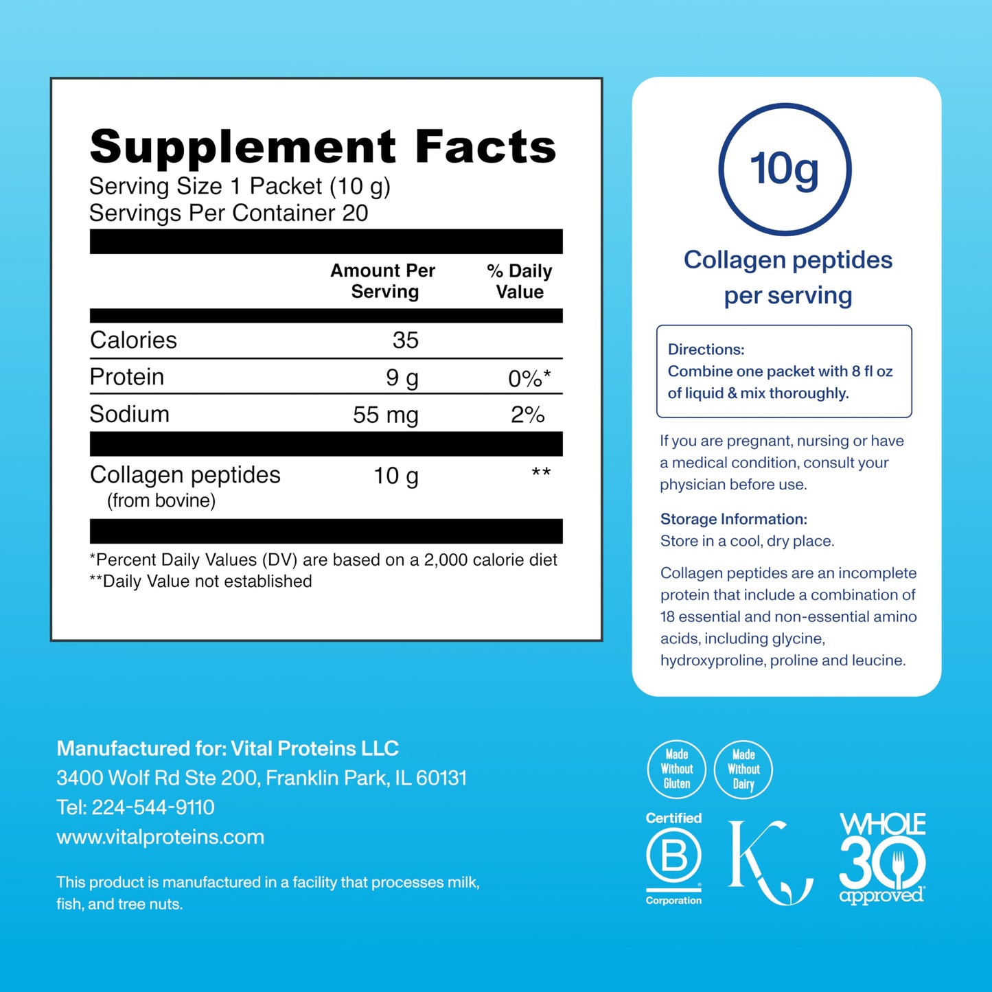 Vital Proteins Collagen Peptides Powder - Supports Hair, Nail, Skin, Bone & Joint Health, Unflavored, Collagen Protein 9.33 OZ - Nirvana Guru