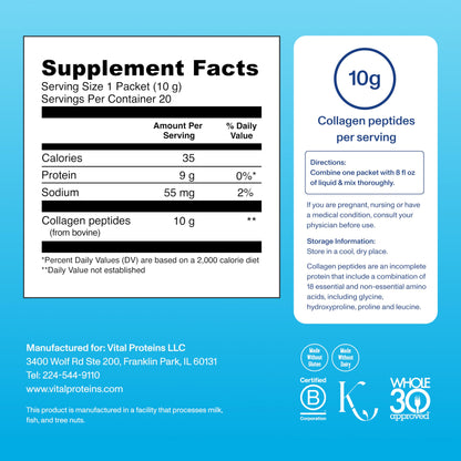 Vital Proteins Collagen Peptides Powder - Supports Hair, Nail, Skin, Bone & Joint Health, Unflavored, Collagen Protein 9.33 OZ - Nirvana Guru