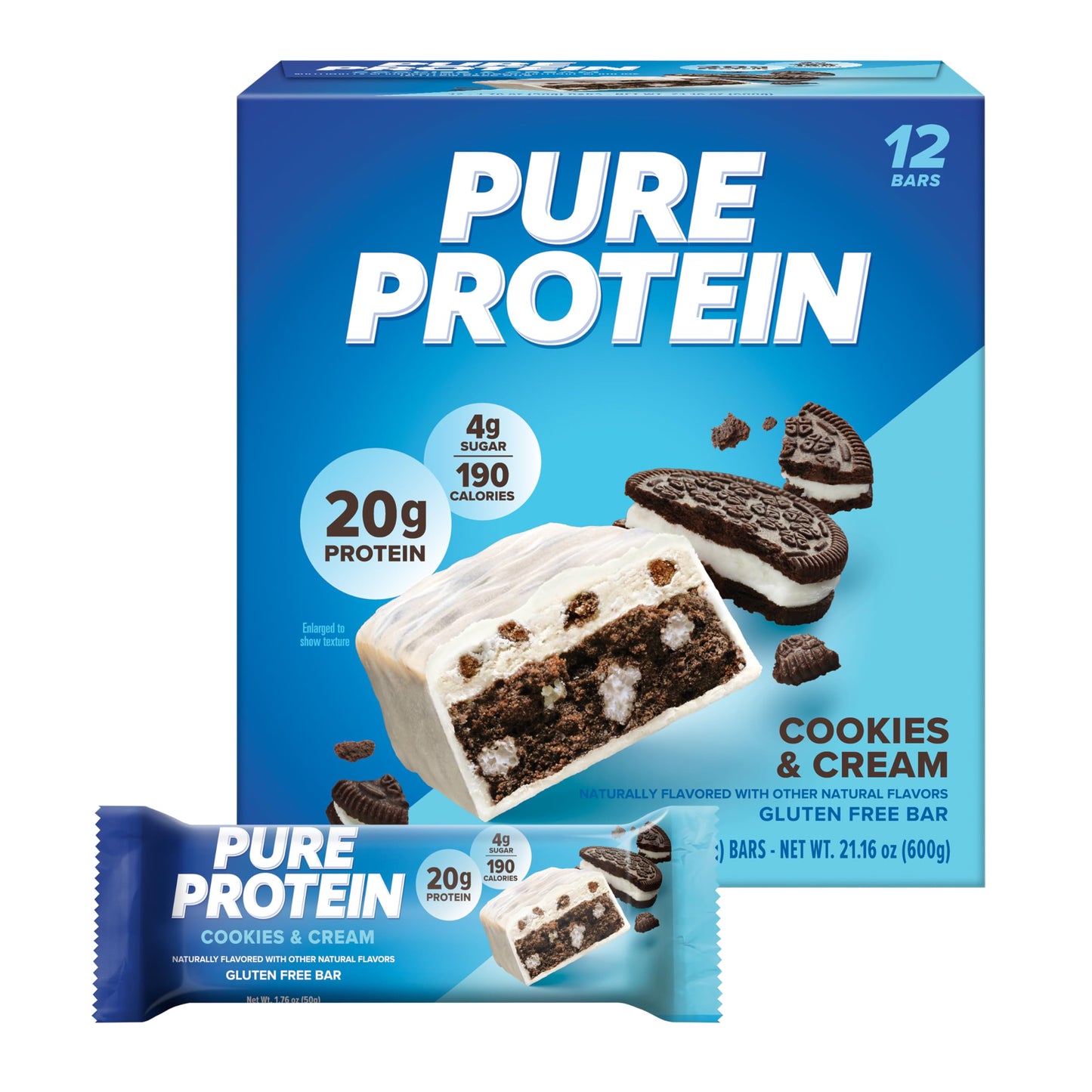 Pure Protein Bars, High Protein, Nutritious Snacks to Support Energy, Low Sugar, Gluten Free, Chocolate Deluxe, 1.76 oz., 12 Count(Pack of 1) (Packaging may vary)