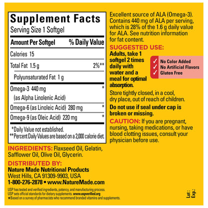 Nature Made Triple Omega 3 6 9 Supplements, Flaxseed, Safflower & Olive Oils, Fish Free Omega 3 Fatty Acid Supplement, 150 Softgels, 75 Day Supply - Nirvana Guru